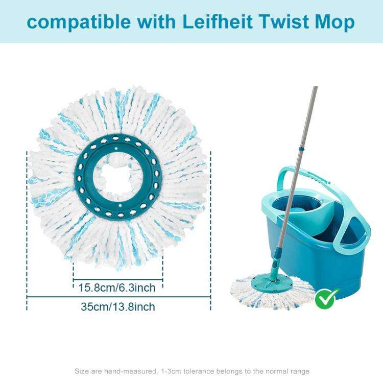 4pcs /Pack Mop Head for Leifheit Twist Mop Super Absorbent Microfiber Replacement(Green White)