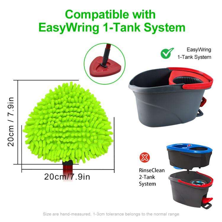 3pcs /Pack Mop Pads For O-Cedar EasyWring 1-Tank System Replacement Parts(Green)