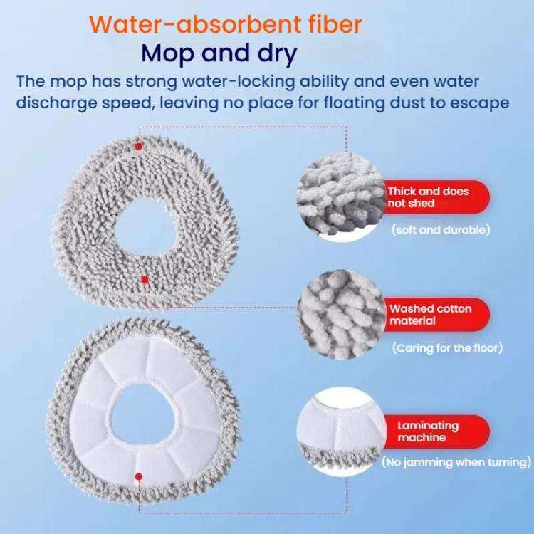 For NARWAL Xiaoyao 001 / J4 / J4 Lite / J3 / J2 / J1 Gray Thicken Rag Sweeping Robot Accessories