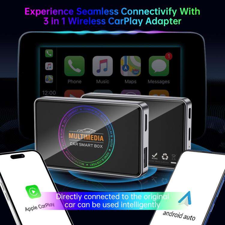 BY971 Wireless CarPlay Adapter 3-In-1 Car TV Stick HDMI Out Sync For Laptop/TV  4+32G