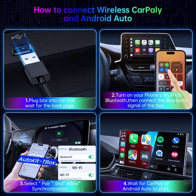 BY971 Wireless CarPlay Adapter 3-In-1 Car TV Stick HDMI Out Sync For Laptop/TV  4+32G