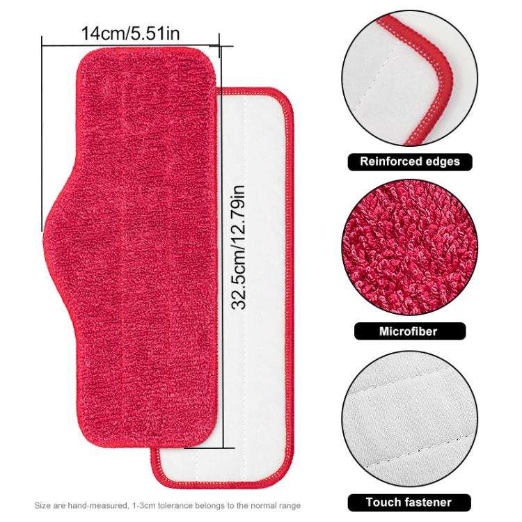 2pcs /Pack Mop Cloths Rag For Schenley Steam Mop Replacement Microfiber Pads(Red)