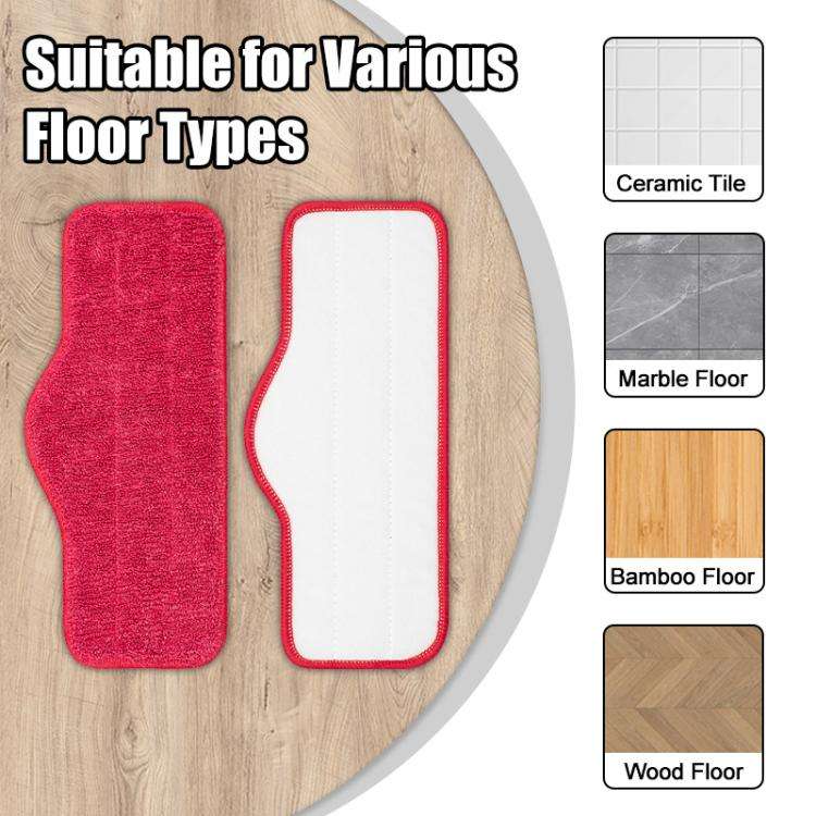 2pcs /Pack Mop Cloths Rag For Schenley Steam Mop Replacement Microfiber Pads(Red)