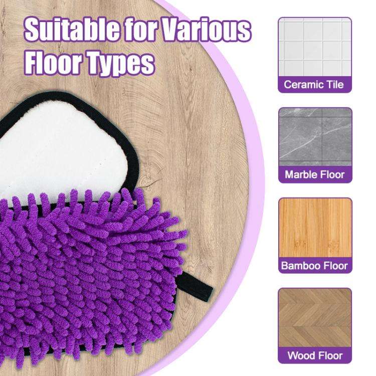 2pcs /Pack Chenille Microfiber Mop Pads For Swiffer PowerMop Replacement(Purple)