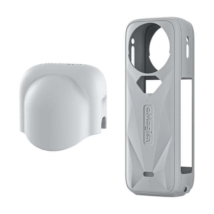 aMagisn Body Case+Lens Cap For Insta360 X5 Action Camera Protective Accessories Gray