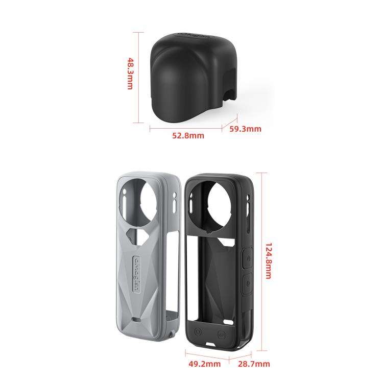 aMagisn Body Case For Insta360 X5 Action Camera Protective Accessories Gray