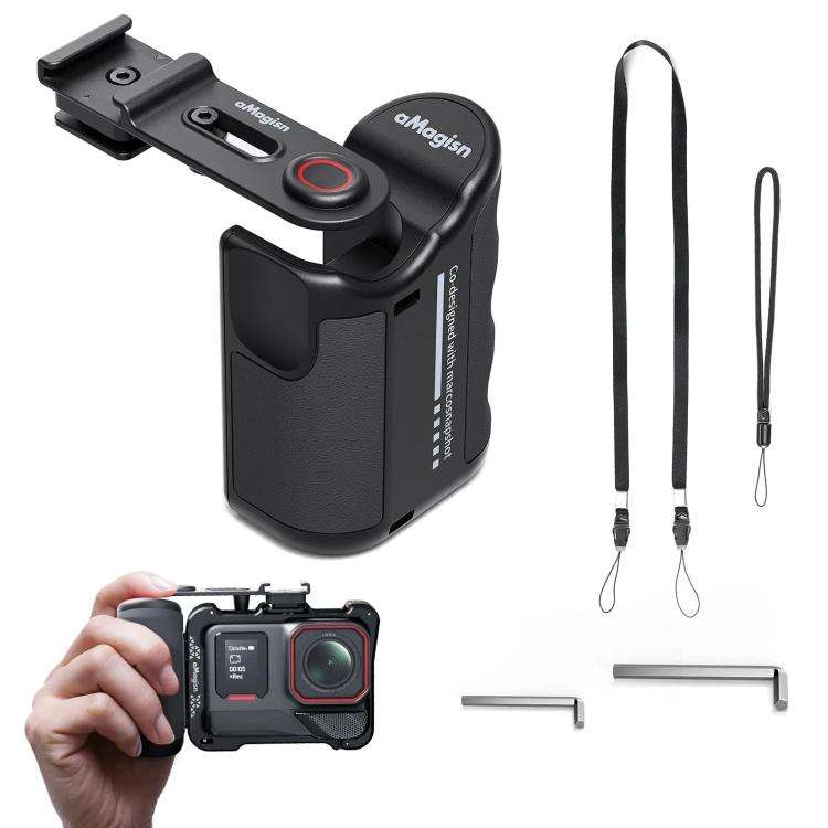 aMagisn Xplorer Grip Kit Street Vlogging Handle For Insta360, DJI Action, and GoPro Hero Series A...