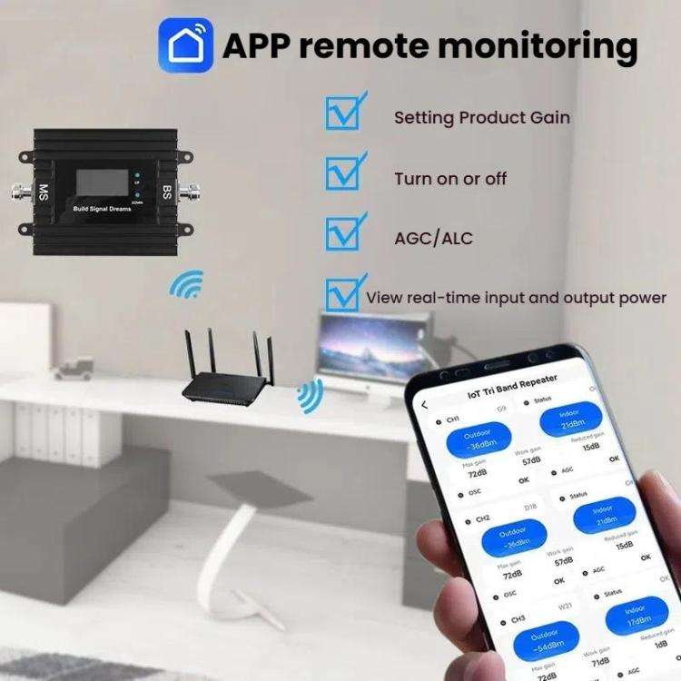 Dual-Band 900/1800MHz 4G LTE Cell Phone Signal Booster with Smart Life APP Remote Control(Black)
