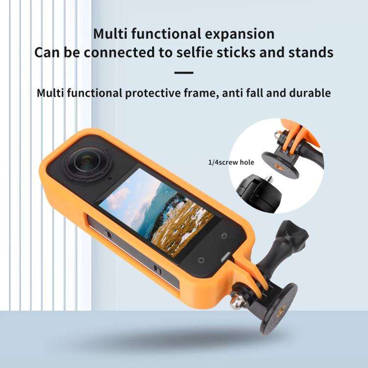 For Insta360 X5 360 Camera CQT Expandable Protective Cage Shockproof Case Vertical Orange