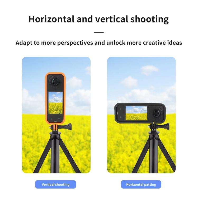 For Insta360 X5 360 Camera CQT Expandable Protective Cage Shockproof Case Vertical Black