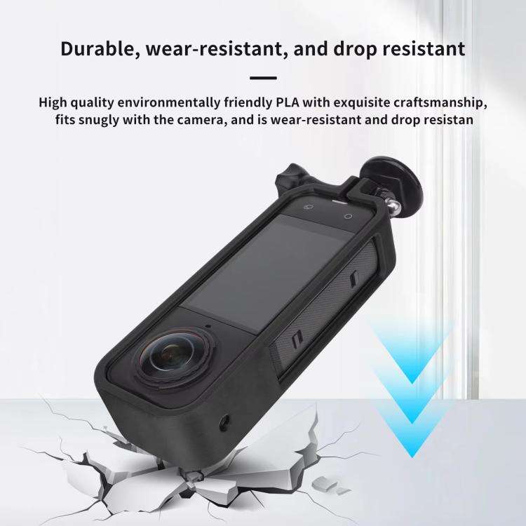 For Insta360 X5 360 Camera CQT Expandable Protective Cage Shockproof Case Vertical Black
