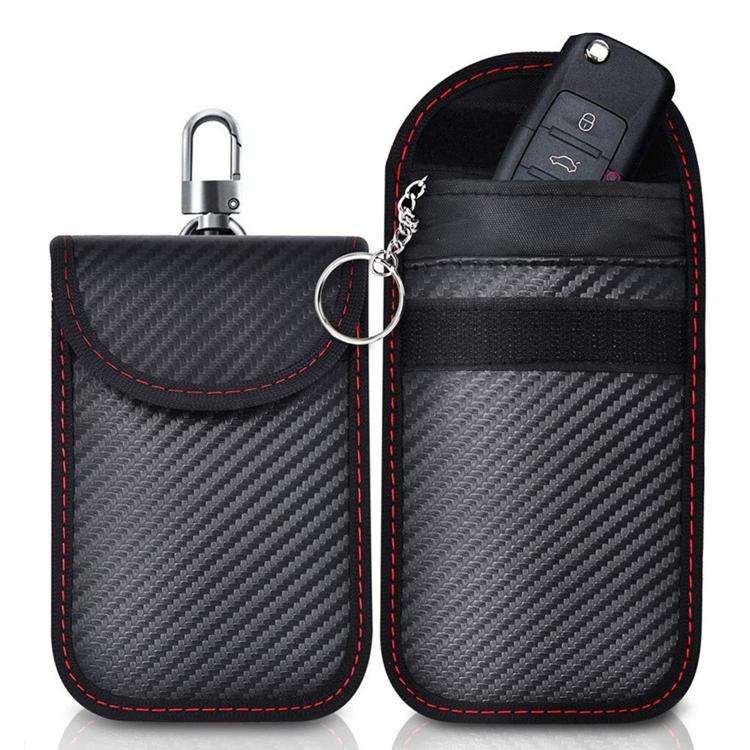 RFID Blocking Car Key Holder Anti-Skimming Carbon Fiber Key Case for Vehicles, Credit Cards & Ele...