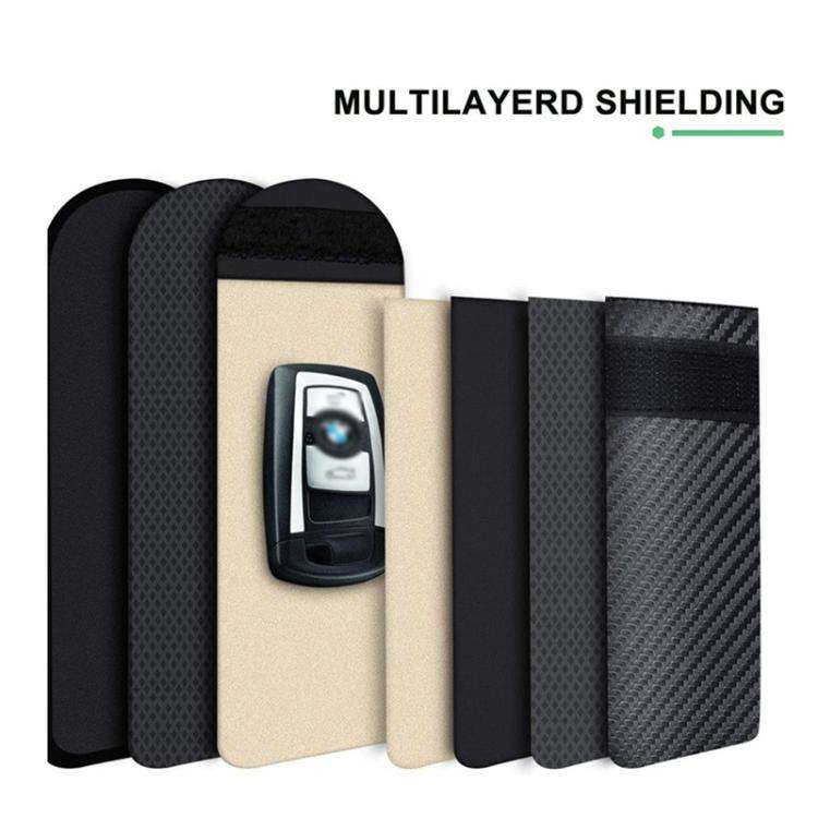 RFID Blocking Car Key Holder Anti-Skimming Carbon Fiber Key Case for Vehicles, Credit Cards & Ele...