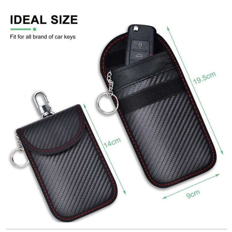 RFID Blocking Car Key Holder Anti-Skimming Carbon Fiber Key Case for Vehicles, Credit Cards & Ele...