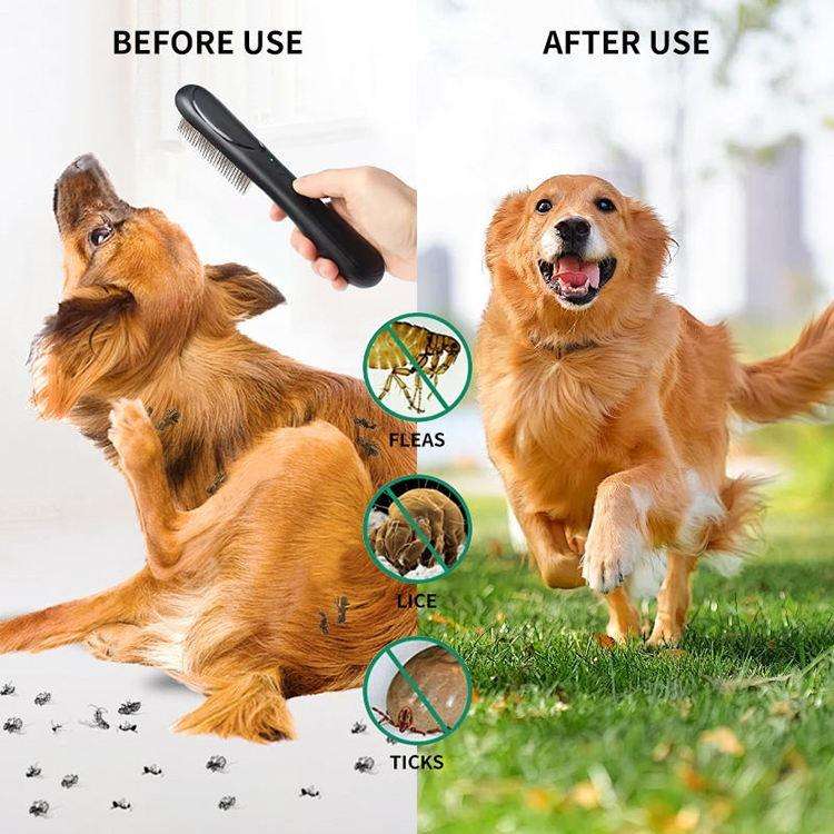 PaiPaitek PD166 Pet Safe Physical Worming Electronic Comb Pet Flea Control Brush(Black)