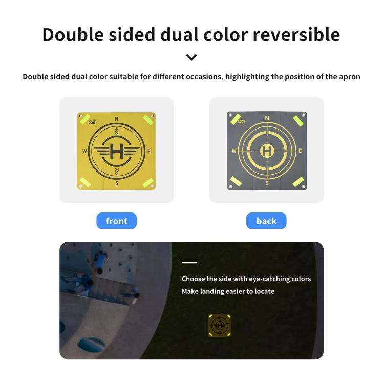CQT 55cm Universal Reflective Drone Landing Pad Dual-Sided Waterproof Foldable Mat with Ground Pe...