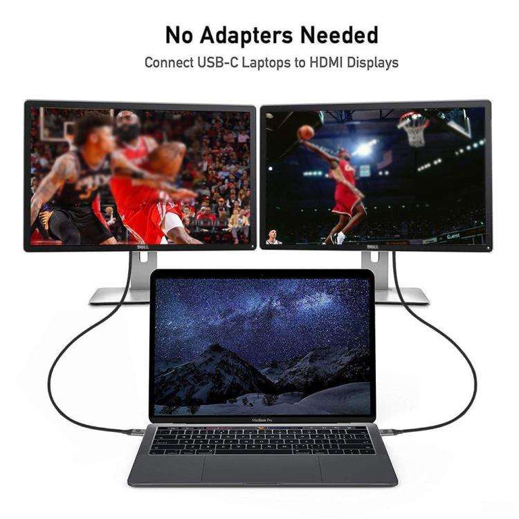 QGeeM USB-C/Type-C To HDMI Cable 4K 30Hz For Screen Mirroring & Extended Display, Cable Length: 1.8m