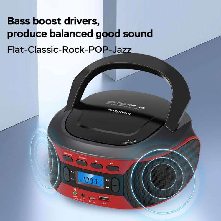 Kuephom W17 Portable Home CD Music Walkman FM Bluetooth Player AU Plug