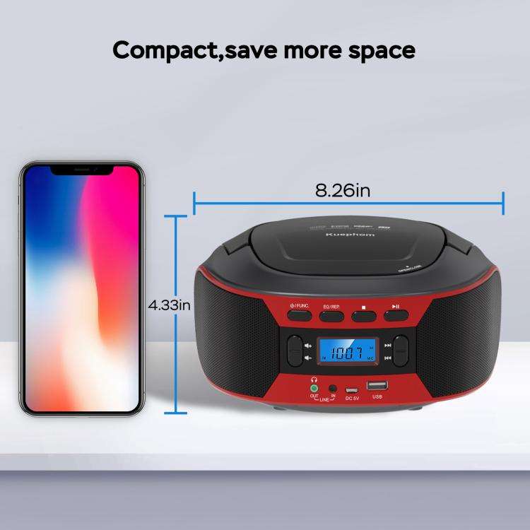 Kuephom W17 Portable Home CD Music Walkman FM Bluetooth Player EU Plug