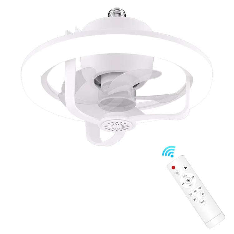 50W Ceiling Fan Light With E27 Socket 3 Speeds Adjustable RGB LED Strip(White)