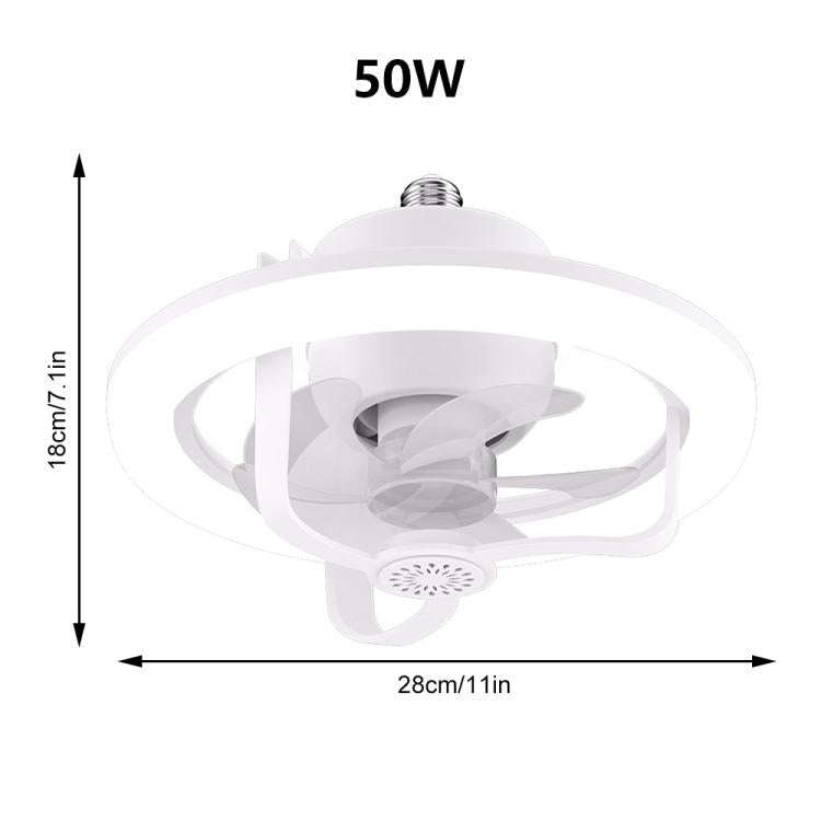 50W Ceiling Fan Light With E27 Socket 3 Speeds Adjustable RGB LED Strip(White)