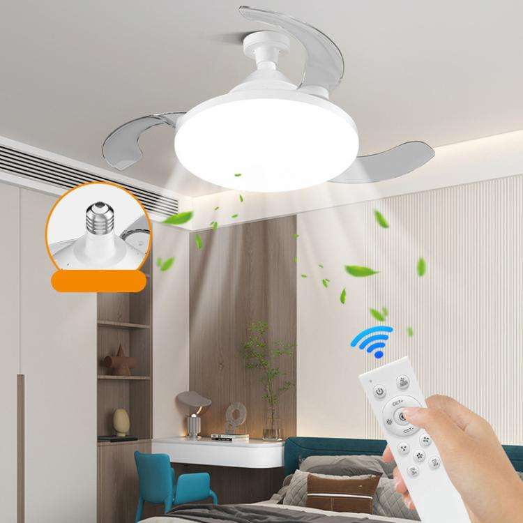 22.5-inch Invisible Blade Ceiling Fan Light with E27 Socket Dimmable LED, 3 Color Temperatures, 3...
