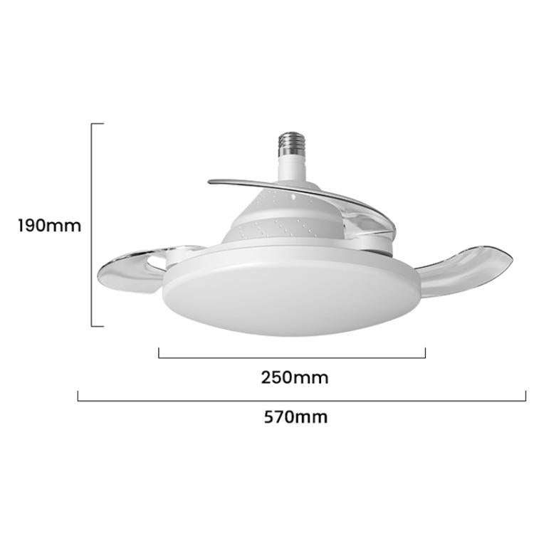 22.5-inch Invisible Blade Ceiling Fan Light with E27 Socket Dimmable LED, 3 Color Temperatures, 3...