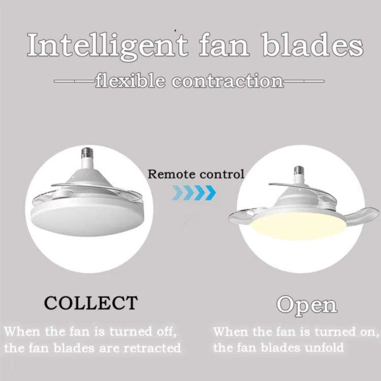 22.5-inch Invisible Blade Ceiling Fan Light with E27 Socket Dimmable LED, 3 Color Temperatures, 3...