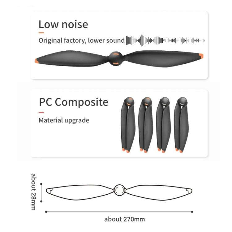 For DJI Mavic 4 Pro Drone RCSTQ Low-Noise Quick-Release Propellers Replacement Blades(Black Orange)