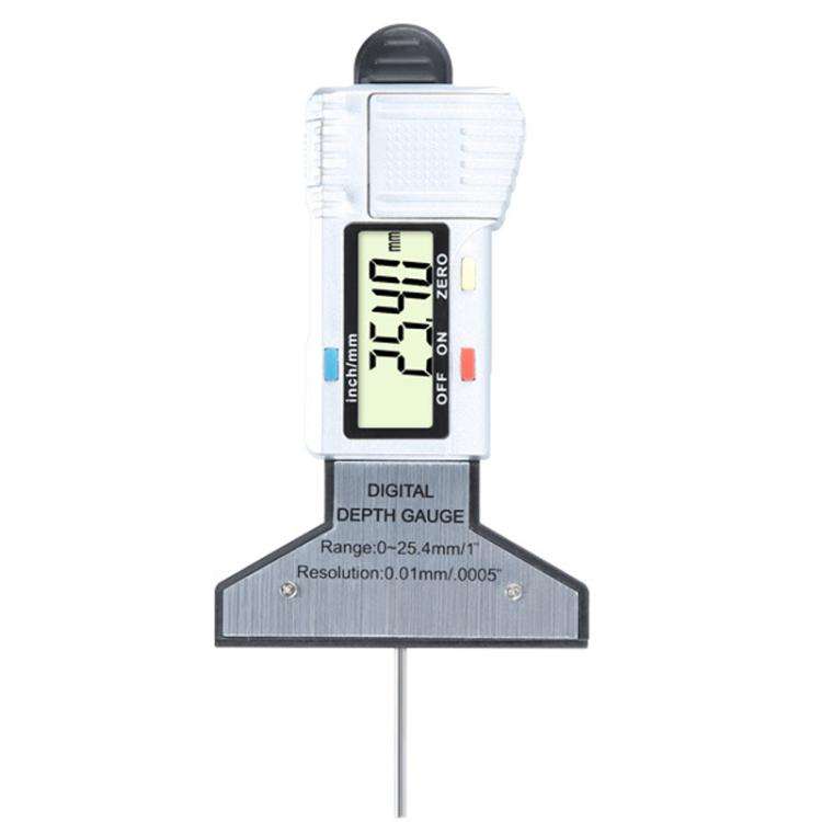 Syntek Digital Depth Ruler 0-25mm Electronic Tire Tread Measuring Ruler(Silver)