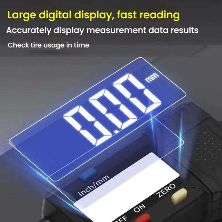 Syntek Digital Depth Ruler 0-25mm Electronic Tire Tread Measuring Ruler(Black)