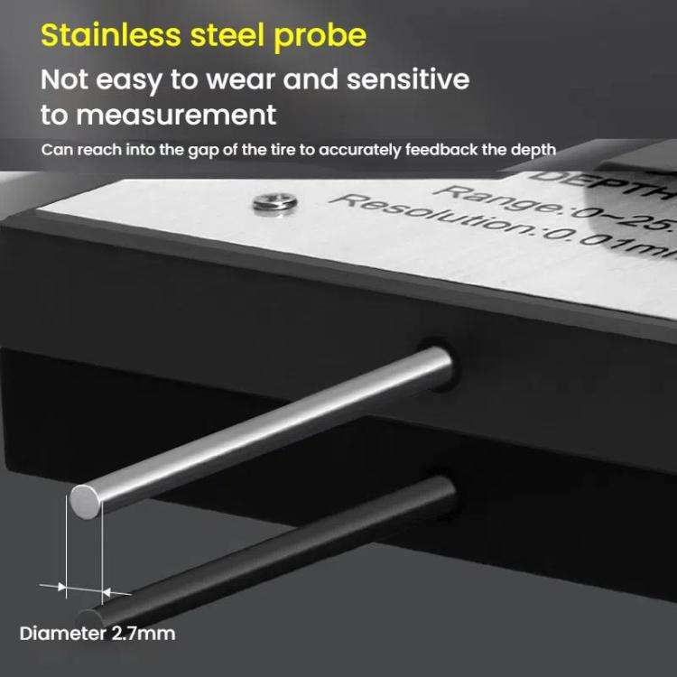Syntek Digital Depth Ruler 0-25mm Electronic Tire Tread Measuring Ruler(Silver)