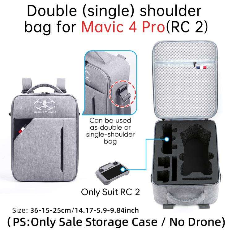 For DJI Mavic 4 Pro / RC 2 Backpack Shoulder Bag EVA Carrying Case(Gray)