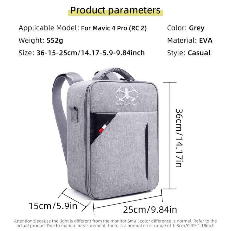 For DJI Mavic 4 Pro / RC 2 Backpack Shoulder Bag EVA Carrying Case(Gray)