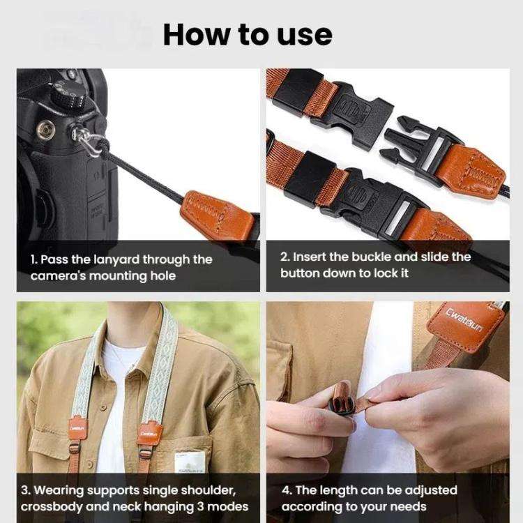 Cwatcun D193 Universal Camera Shoulder Strap Double Locking Portable Camera Accessories