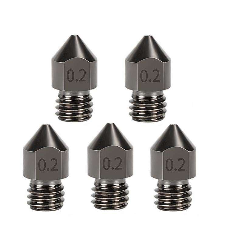 5pcs /Pack 1.75/0.2mm MK8 Hardened Steel Nozzle High-Temperature Resistant 3D Printer Extruder Ho...