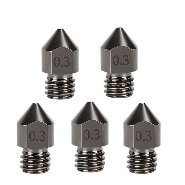 5pcs /Pack 1.75/0.3mm MK8 Hardened Steel Nozzle High-Temperature Resistant 3D Printer Extruder Ho...