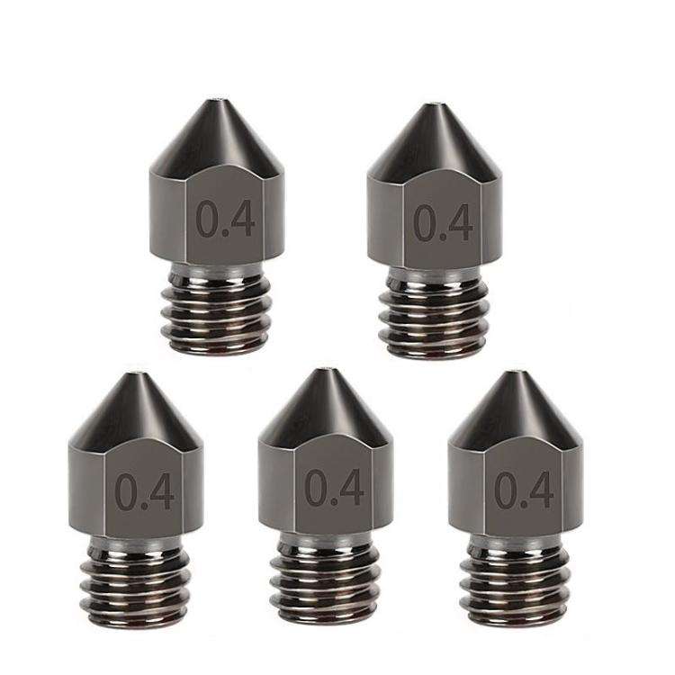 5pcs /Pack 1.75/0.4mm MK8 Hardened Steel Nozzle High-Temperature Resistant 3D Printer Extruder Ho...
