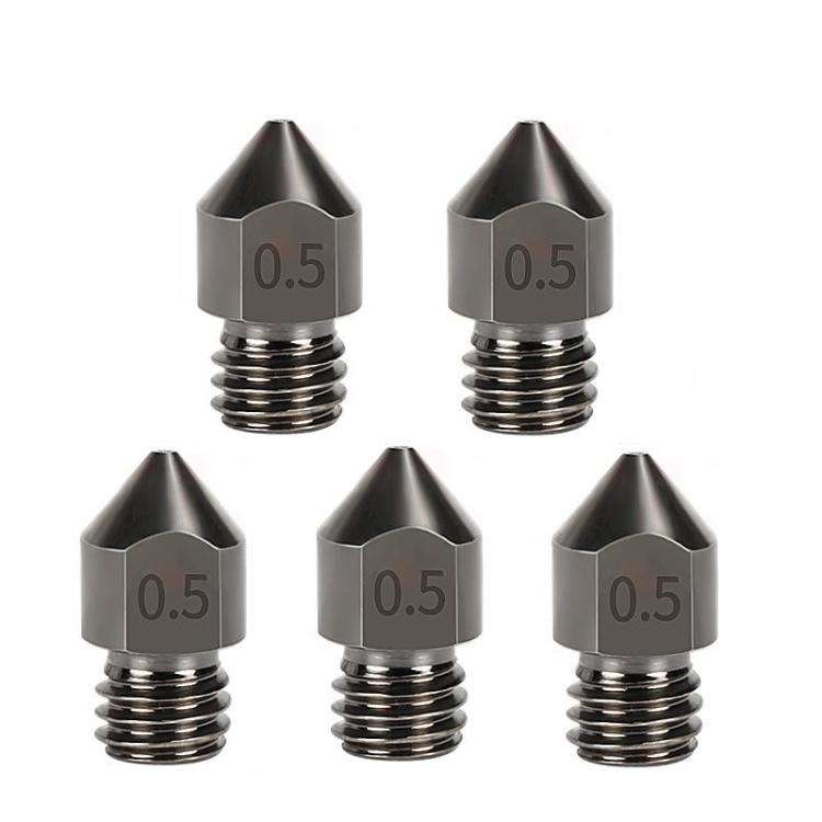 5pcs /Pack 1.75/0.5mm MK8 Hardened Steel Nozzle High-Temperature Resistant 3D Printer Extruder Ho...