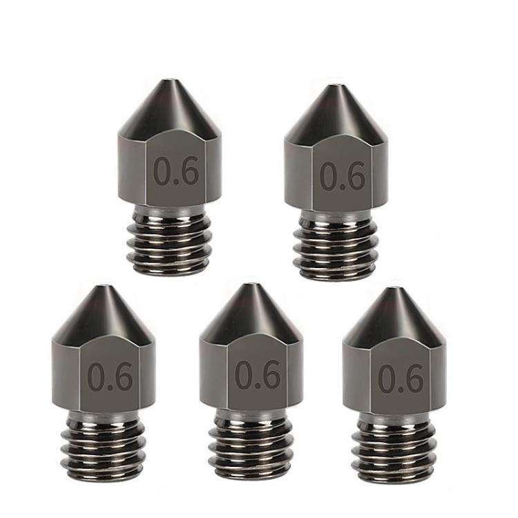 5pcs /Pack 1.75/0.6mm MK8 Hardened Steel Nozzle High-Temperature Resistant 3D Printer Extruder Ho...
