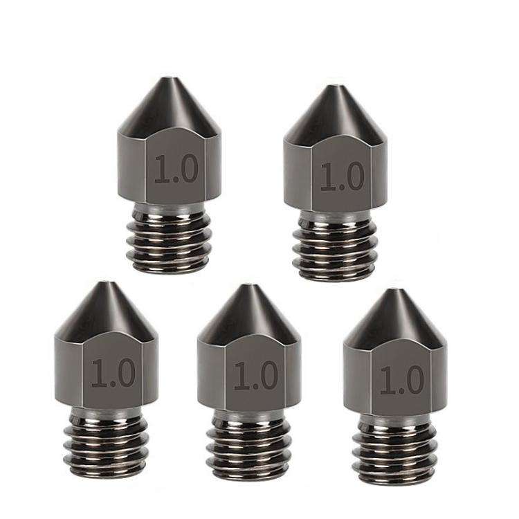 5pcs /Pack 1.75/1.0mm MK8 Hardened Steel Nozzle High-Temperature Resistant 3D Printer Extruder Ho...
