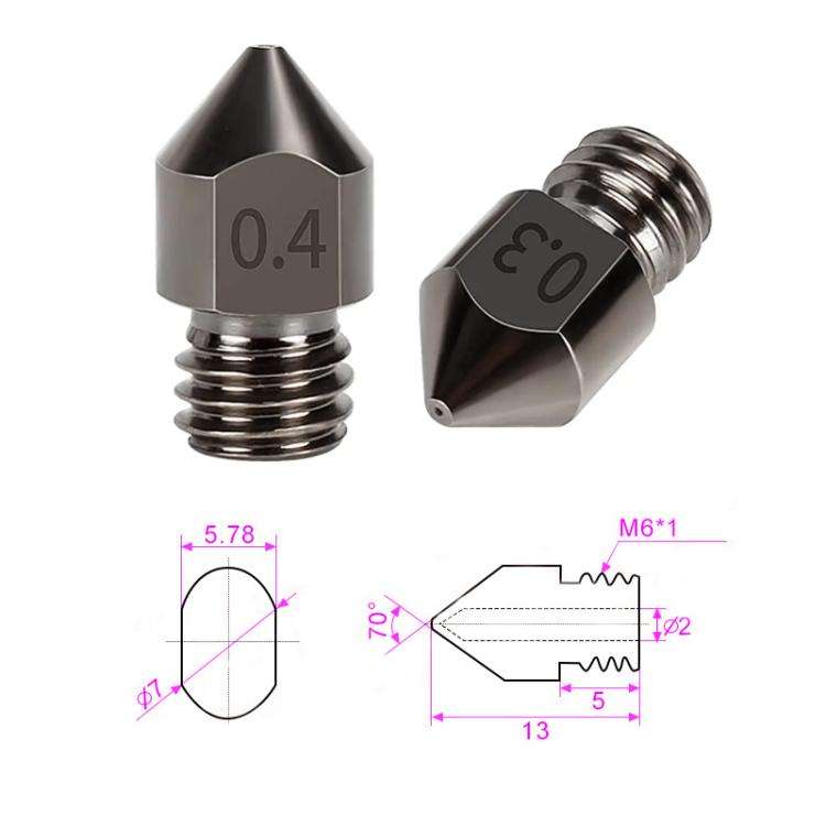 5pcs /Pack 1.75/1.0mm MK8 Hardened Steel Nozzle High-Temperature Resistant 3D Printer Extruder Ho...