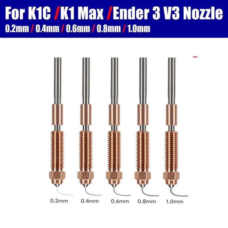 1.75/1.0mm  All-in-One Chrome Zirconium Copper Nozzle for Creality Ender-3 V3/K1C/K1 Max 3D Printers