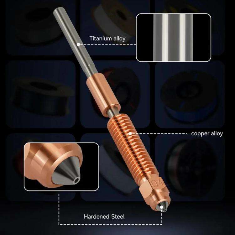 1.75/1.0mm  All-in-One Chrome Zirconium Copper Nozzle for Creality Ender-3 V3/K1C/K1 Max 3D Printers