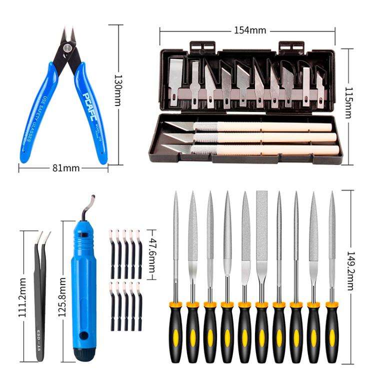36 In 1 3D Printer Tool Kit Model Cleaning Tools, Carving Knife, File, Edge Trimmer & Polishing S...