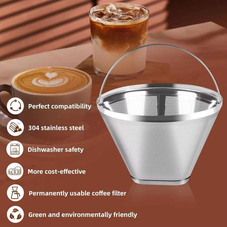 Replacement Filter Basket For Drip Coffee Makers Universal Ultra-Fine Mesh Coffee Powder Basket W...