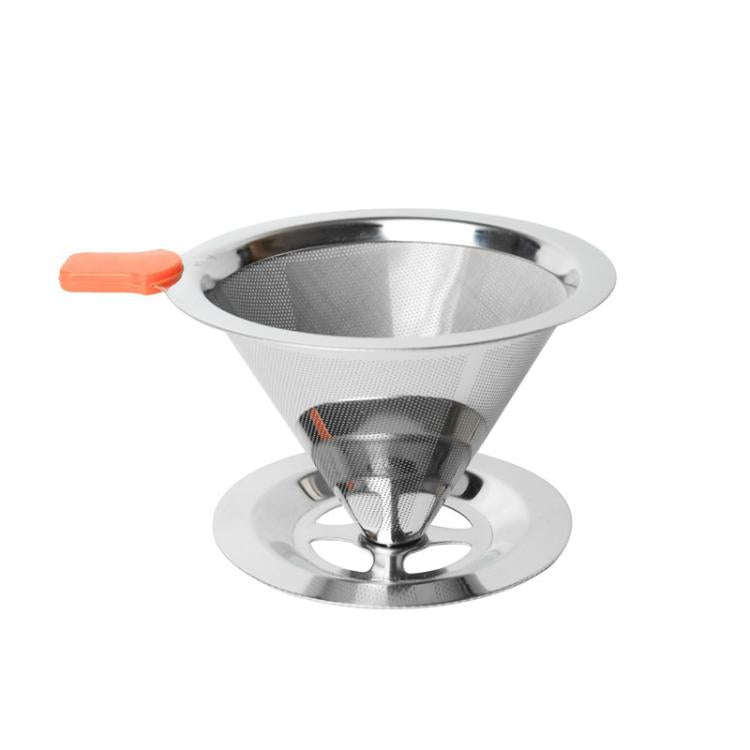 V60 Stainless Steel Coffee Filter with Base for Pour Over Brewing, Spec: 1-2 Cups 300-mesh