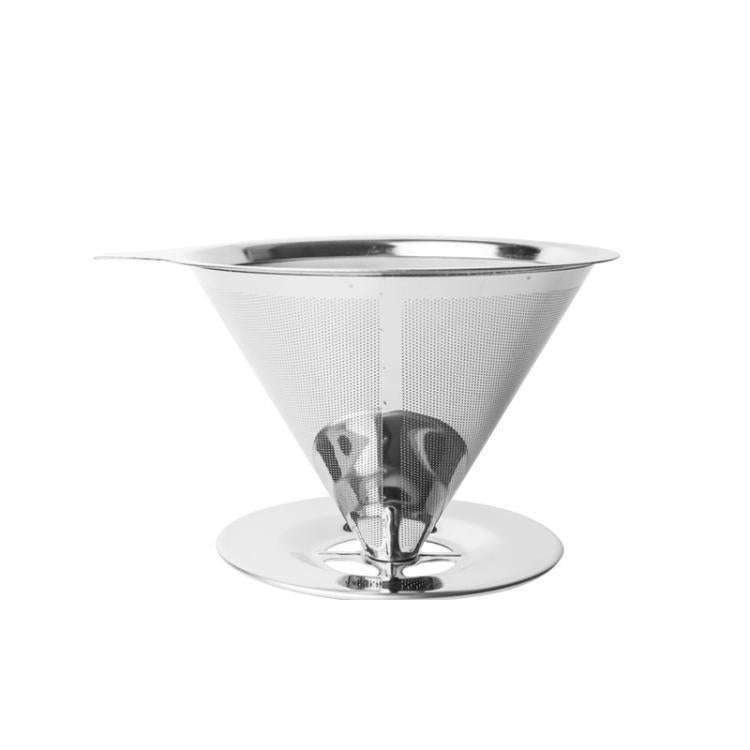 V60 Stainless Steel Coffee Filter with Base for Pour Over Brewing, Spec: 1-6 Cups 600-mesh