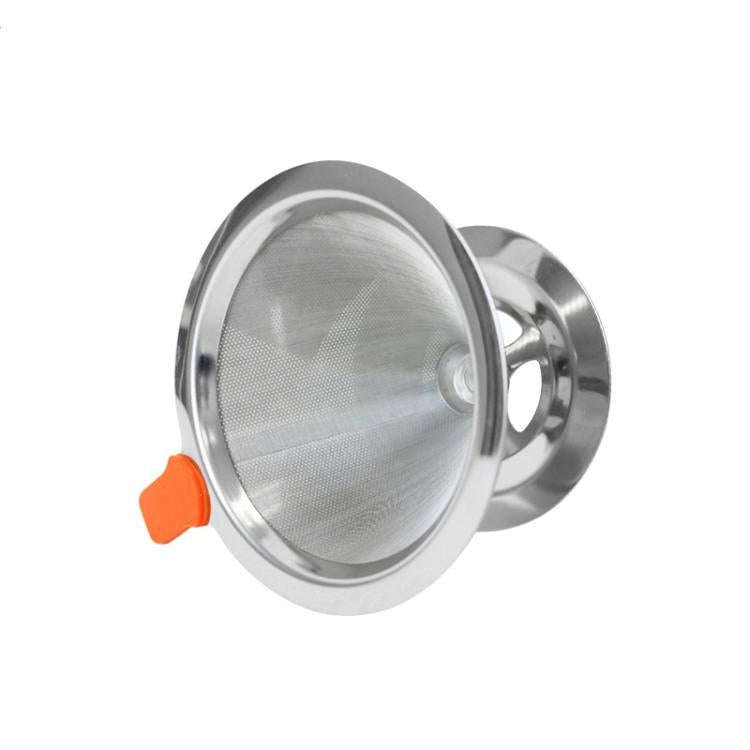 V60 Stainless Steel Coffee Filter with Base for Pour Over Brewing, Spec: 1-4 Cups 300-mesh