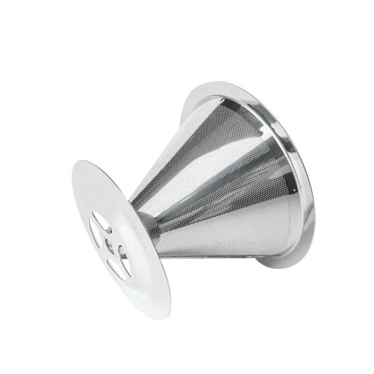 V60 Stainless Steel Coffee Filter with Base for Pour Over Brewing, Spec: 1-8 Cups 300-mesh